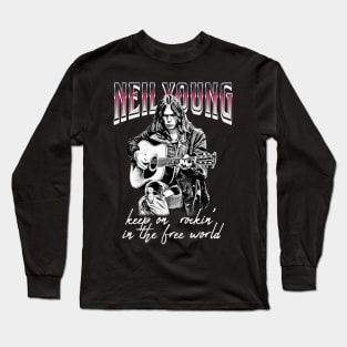 Neil Young Rockin Classic Guitar Long Sleeve T-Shirt